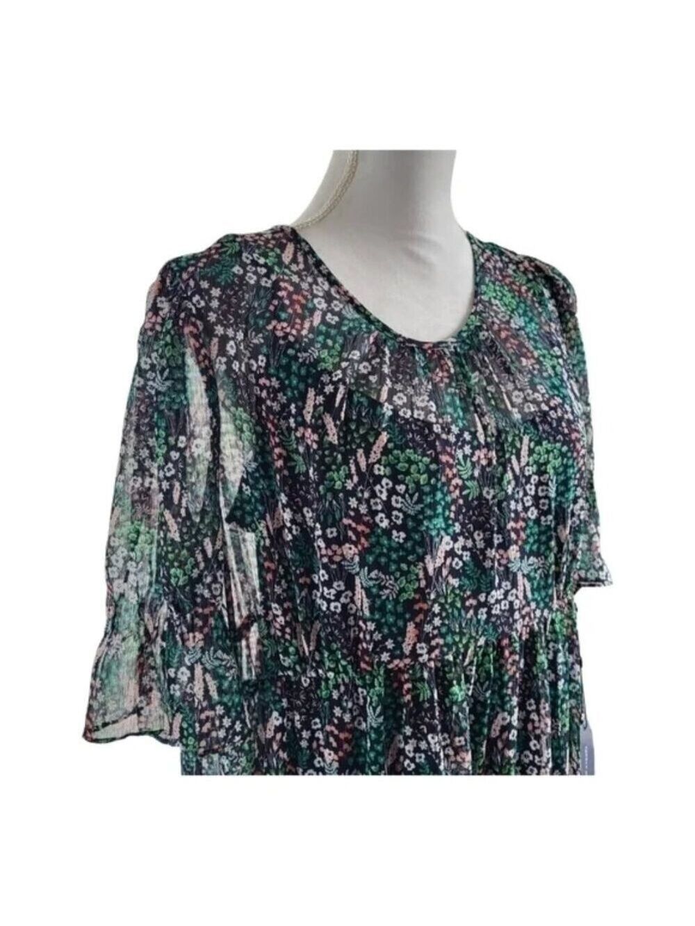 Tommy Hilfiger Floral Puff-Sleeve Midi Dress Size 14 - Picture 5 of 9